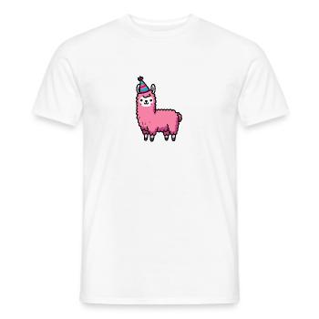 Party Llama Alpaca Pink Party Hat Birthday Celebration - Men's T-Shirt - white - Front - AI Model Male 178 dark (178cm)