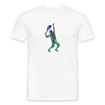 Servir, Tennis,Coloré,Graffiti,Bleu - T-shirt homme - blanc - Devant - AI Model Male 178 dark (178cm)