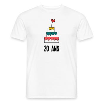 20 YEARS. 20th ANNIVERSARY. ANNIVERSARY 20 YEARS - Men's T-Shirt - white - Front - AI Model Male 178 dark (178cm)