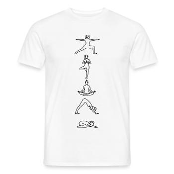 Yoga Flow - 5 postures minimalistes en art lineal - T-shirt homme - blanc - Devant - AI Model Male 178 dark (178cm)