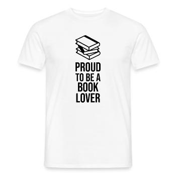 Proud to be a Book Lover - Minimalist Line Art - Men's T-Shirt - white - Front - AI Model Male 178 dark (178cm)