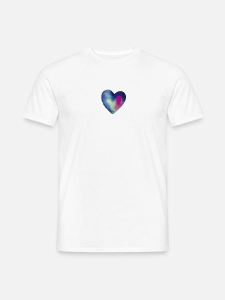 blaues herz Aquarell - Männer T-Shirt - Weiß