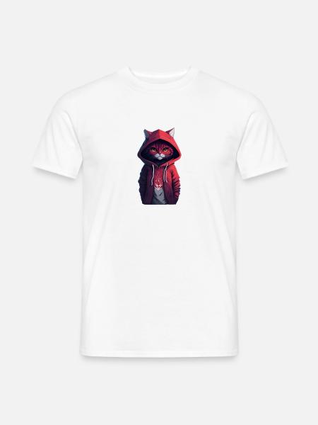 Katze mit Hoodie - Männer T-Shirt - Weiß