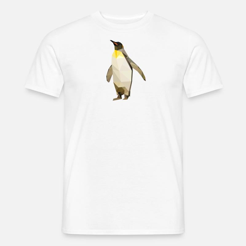 Pinguin Low Poly - Männer T-Shirt - Weiß