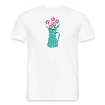 Bouquet in watering can - Men's T-Shirt - white - Front - AI Model Male 178 dark (178cm)