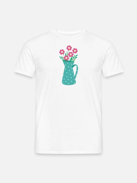 Bouquet in watering can - Men's T-Shirt - white