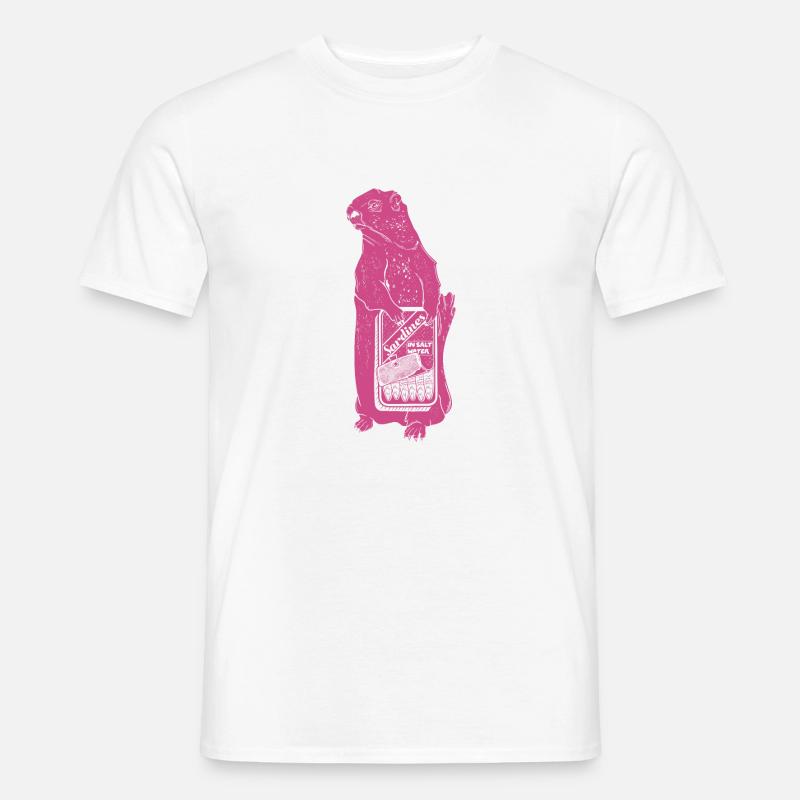 Woodchuck mit einer Dose Sardinen. - Männer T-Shirt - Weiß