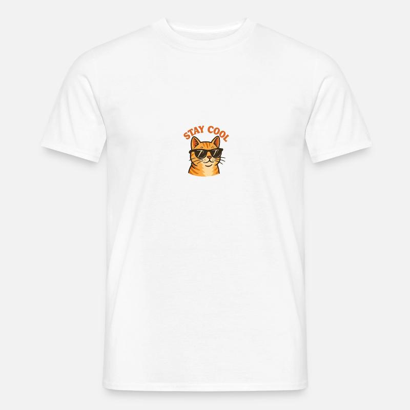 Bleib cool Katze - Männer T-Shirt - Weiß