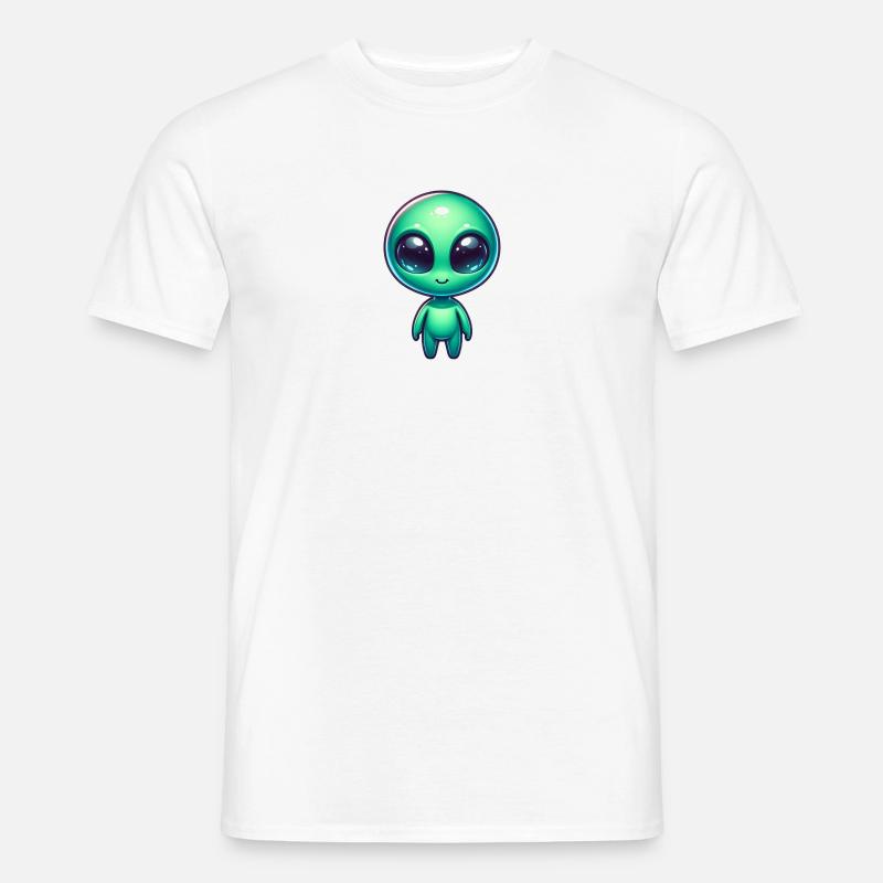 Freundliches grünes Marsmännchen oder Marsianer - Männer T-Shirt - Weiß