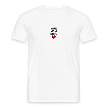 WIFE MOM BOSS - T-shirt homme - blanc - Devant - AI Model Male 178 dark (178cm)