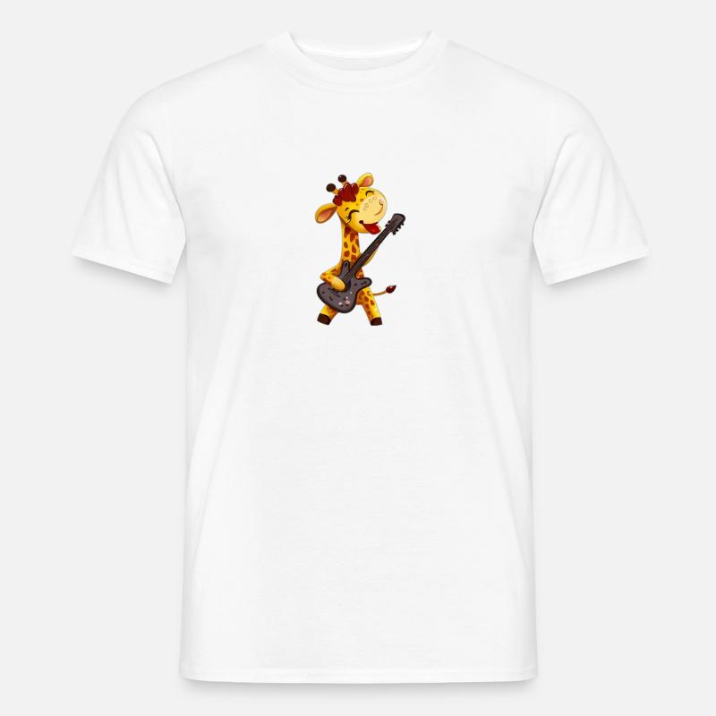 Giraffe mit Gitarre - Männer T-Shirt - Weiß