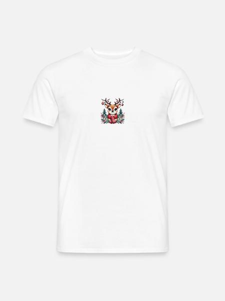Reindeer with Scarf – Festive Christmas T-Shirt - Men's T-Shirt - white