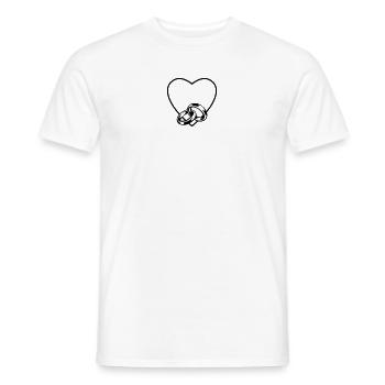 Anneaux de mariage chance coeur - T-shirt homme - blanc - Devant - AI Model Male 178 dark (178cm)