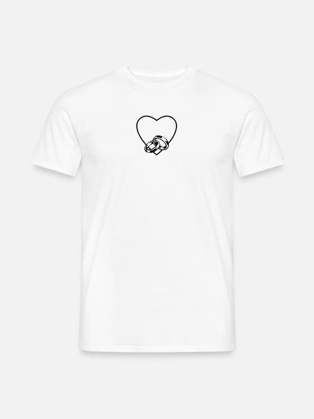 Heirat Herz Liebe ringe - Männer T-Shirt - Weiß