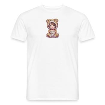 Kawaii Anime Girl in a Teddy Bear Suit - Men's T-Shirt - white - Front - AI Model Male 178 dark (178cm)