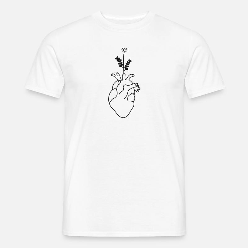Cuore anatomico con fiore - T-shirt uomo - bianco