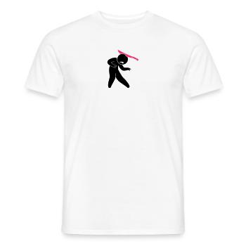 A zombie in the head with a machete - Men's T-Shirt - white - Front - AI Model Male 178 dark (178cm)