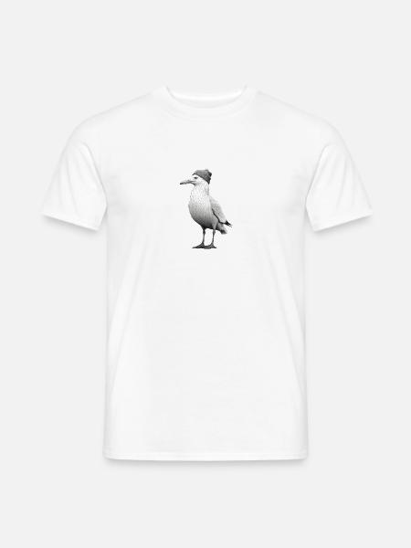 Möwe Mütze Vogel Nordsee Hamburg Kiel Beanie - Männer T-Shirt - Weiß