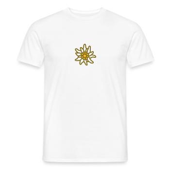 T-Shirt "Edelweiss" for , Dirndl, - Men's T-Shirt - white - Front - AI Model Male 178 dark (178cm)