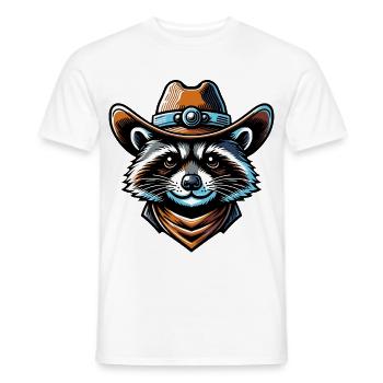 raton laveur avec chapeau de cow-boy dans le style bande dessinée - T-shirt homme - blanc - Devant - AI Model Male 178 dark (178cm)