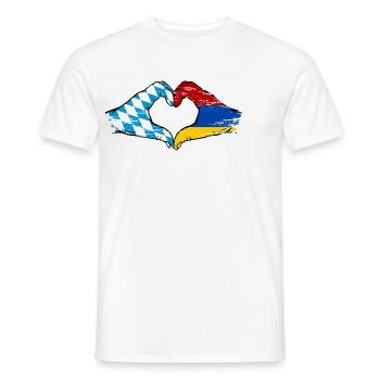 Bayern Armenien Flagge Hände Herzform - Männer T-Shirt - Weiß - Vorne - AI Model Male 178 dark (178cm)
