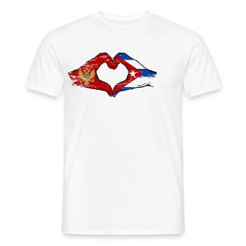Montenegro Cuba Flag Hands Heart Shape Used - Men's T-Shirt - white - Front - AI Model Male 178 dark (178cm)