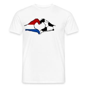 Holland Fussball Flagge Haende Herzform - Männer T-Shirt - Weiß - Vorne - AI Model Male 178 dark (178cm)