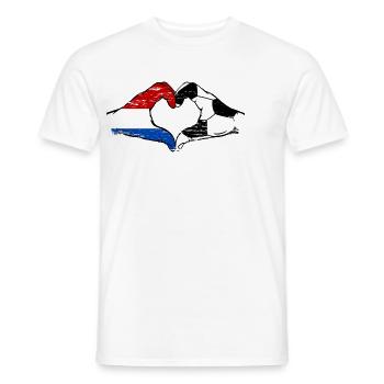Hollande Football Drapeau Mains Coeur Forme Utilisé - T-shirt homme - blanc - Devant - AI Model Male 178 dark (178cm)