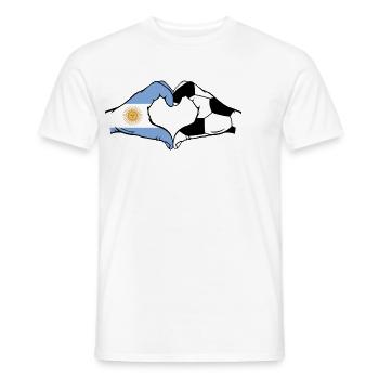 Argentinien Fussball Flagge Haende Herzform - Männer T-Shirt - Weiß - Vorne - AI Model Male 178 dark (178cm)