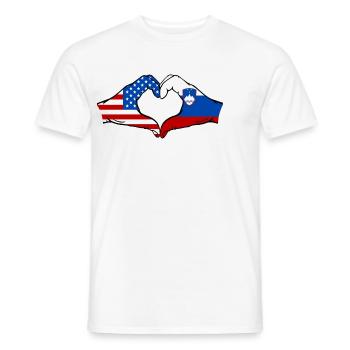 USA Slowenien Flagge Haende Herzform - Männer T-Shirt - Weiß - Vorne - AI Model Male 178 dark (178cm)