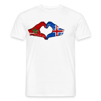 Maroc Islande Drapeau Mains Coeur Forme Utilisé - T-shirt homme - blanc - Devant - AI Model Male 178 dark (178cm)