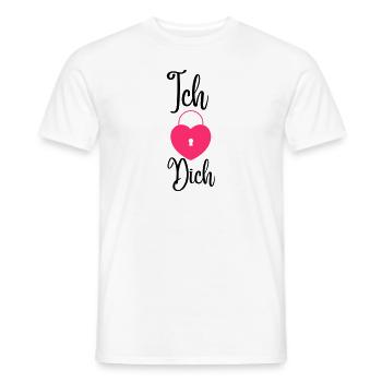 "Ich Liebe Dich" Design, mit Schloss Motiv,14.2 - Männer T-Shirt - Weiß - Vorne - AI Model Male 178 dark (178cm)