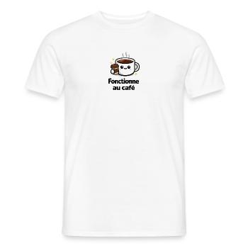 Fonctionne au café kawaii mug - T-shirt homme - blanc - Devant - AI Model Male 178 dark (178cm)