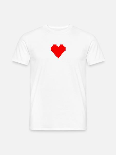 Pixelherz Retroherz, Valentinstag, Liebe - Männer T-Shirt - Weiß