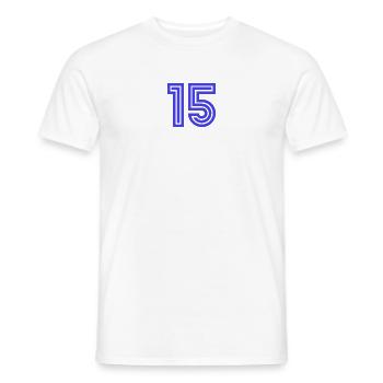 15. 15 YEARS. 15th ANNIVERSARY. 15 YEAR ANNIVERSARY. - Men's T-Shirt - white - Front - AI Model Male 178 dark (178cm)