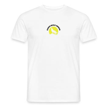 moon wolf_einer_heult_immer - Men's T-Shirt - white - Front - AI Model Male 178 dark (178cm)