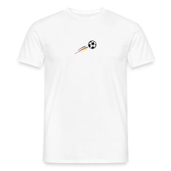 Fußball mit Streifen in schwarz, rot und gold - Männer T-Shirt - Weiß - Vorne - AI Model Male 178 dark (178cm)