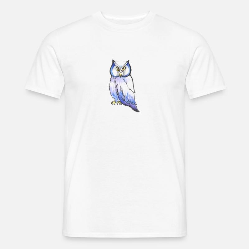 blaues Eulentier - Männer T-Shirt - Weiß