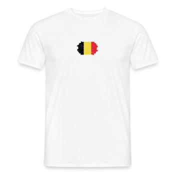 Drapeau belge coup de pinceau - T-shirt homme - blanc - Devant - AI Model Male 178 dark (178cm)