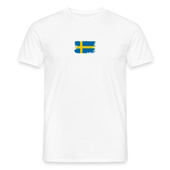 Sweden Flag Brush Tee - Men's T-Shirt - white - Front - AI Model Male 178 dark (178cm)