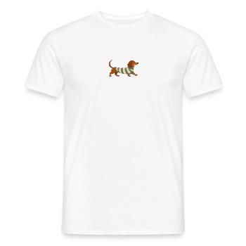 Dackel im Streifenpullover - Männer T-Shirt - Weiß - Vorne - AI Model Male 178 dark (178cm)
