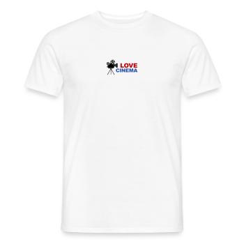 Love Cinema Bold Red Blue Typography - Men's T-Shirt - white - Front - AI Model Male 178 dark (178cm)