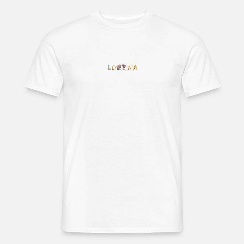 LORENA Namenskunst mit Blumen bestickt - Männer T-Shirt - Weiß