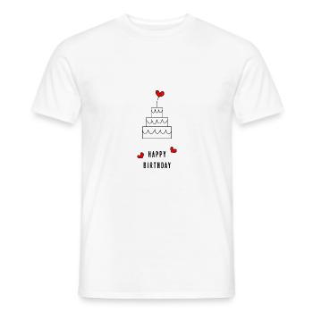 Birthday. HAPPY BIRTHDAY. Happy birthday. - Men's T-Shirt - white - Front - AI Model Male 178 dark (178cm)