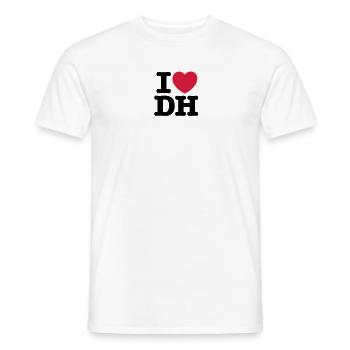 I Love DH Downhill Mountain Biking - Men's T-Shirt - white - Front - AI Model Male 178 dark (178cm)