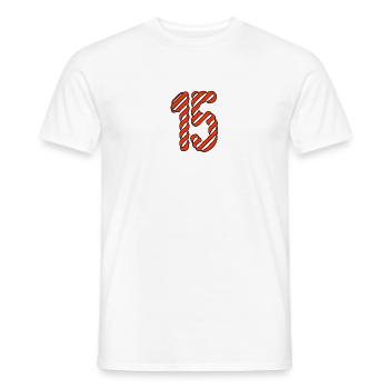 15. 15 ANS. 15e ANNIVERSAIRE. ANNIVERSAIRE 15 ANS. - T-shirt homme - blanc - Devant - AI Model Male 178 dark (178cm)