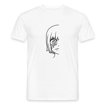Girl's face half sad - Men's T-Shirt - white - Front - AI Model Male 178 dark (178cm)