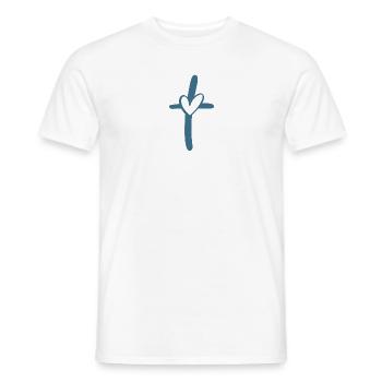 Croix du Cœur de Jésus - T-shirt homme - blanc - Devant - AI Model Male 178 dark (178cm)