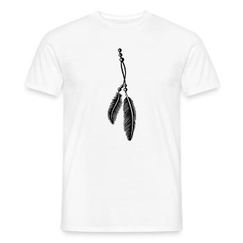 Plumes sur une bande aux perles, style indien. - T-shirt homme - blanc - Devant - AI Model Male 178 dark (178cm)