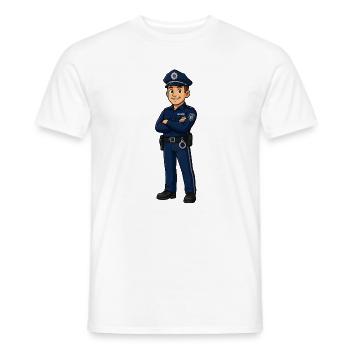 Polizeiheld Cartoon in Blau - Männer T-Shirt - Weiß - Vorne - AI Model Male 178 dark (178cm)